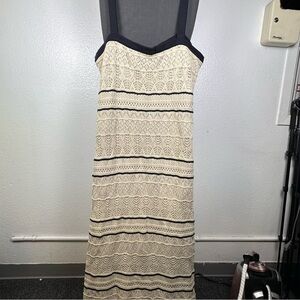 Chic Strapless Cream and Black Crochet Dress NWOT‎